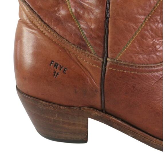 Frye Made in USA Brown Leather Cowboy Boots 10.5D Vintage 90s
